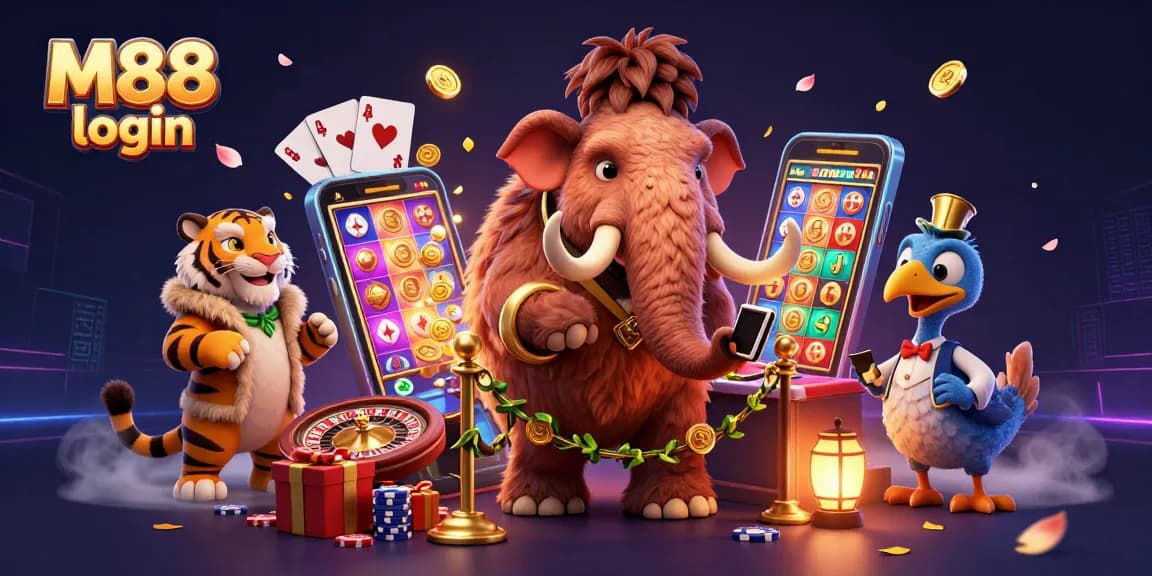 M88 login - Secure your gambling experience at our lively casino door with vibrant characters.