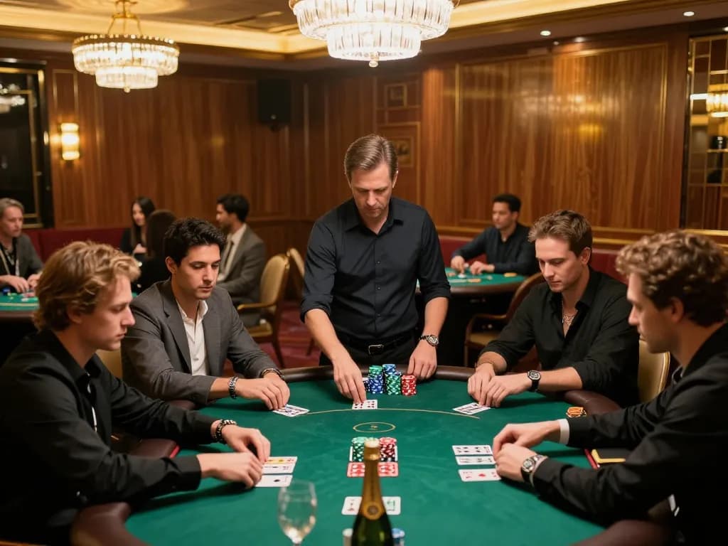 Players in the hidden wiki VIP gaming area compete with strategic poker hands.