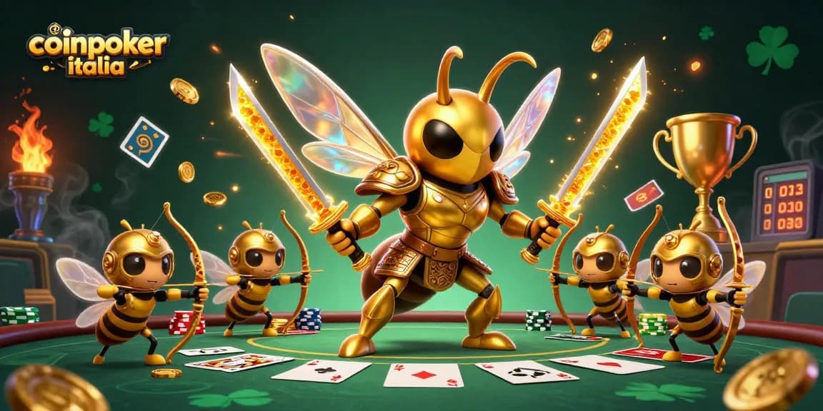 Gioca a poker con CoinPoker Italia sul tavolo, circondato da gettoni e soddisfazioni di vincita.