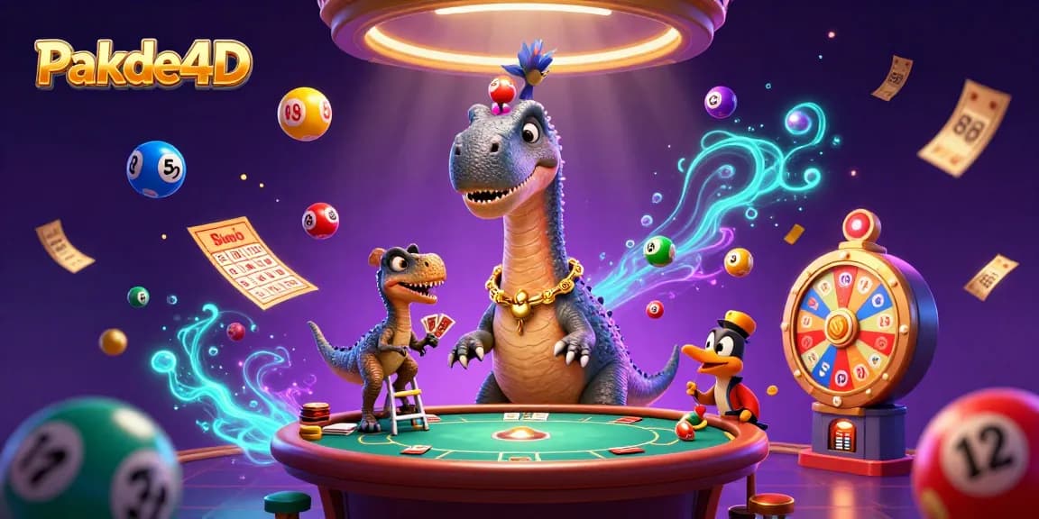 Experience the thrill of Pakde4D with a vibrant casino scene featuring lottery balls and animated characters!