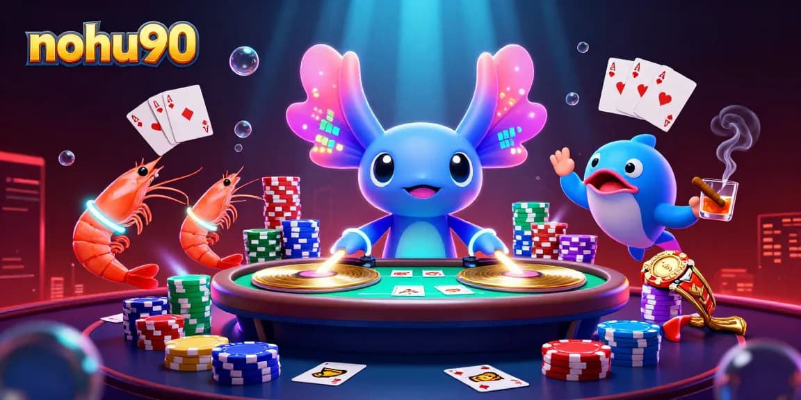 Experience exciting gameplay with nohu90 in this vibrant casino illustration featuring dynamic characters.