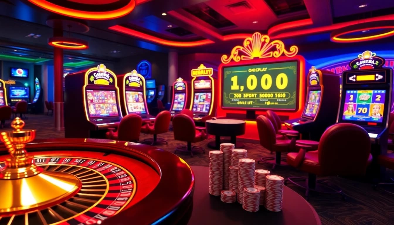 Experience the excitement of winning with Onicplay's vibrant online casino scene featuring luxurious slot machines.