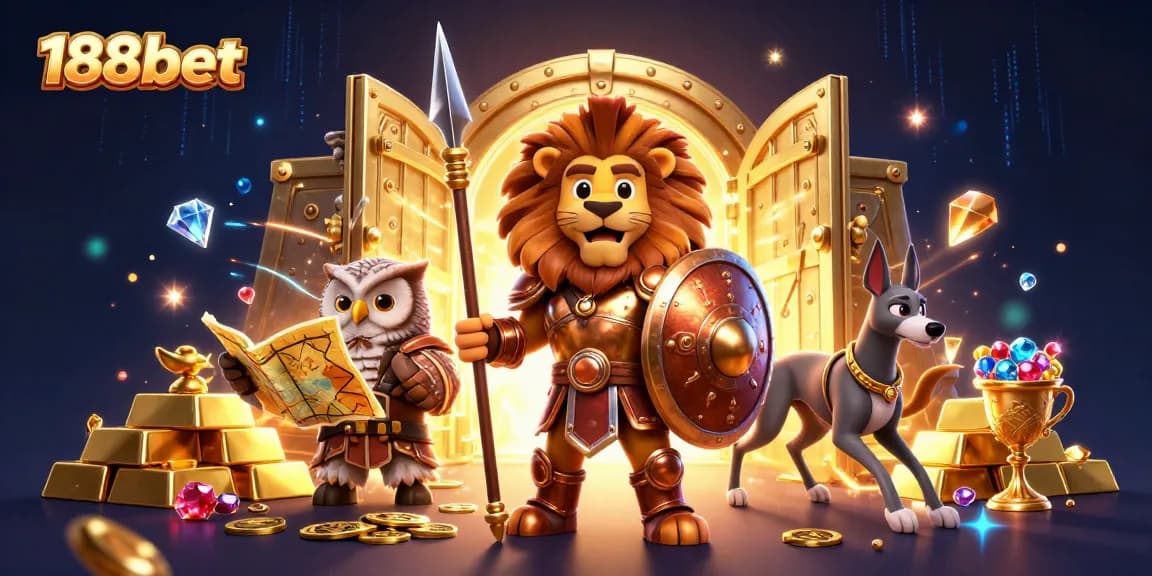 Engage with 188bet's thrilling gaming experience in an exhilarating 3D casino illustration.