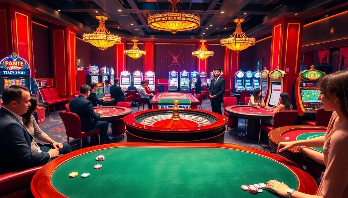 Découvrez le frisson des jeux de casino en ligne argent réel avec des jeux dynamiques et des joueurs enthousiastes à une table luxueuse.