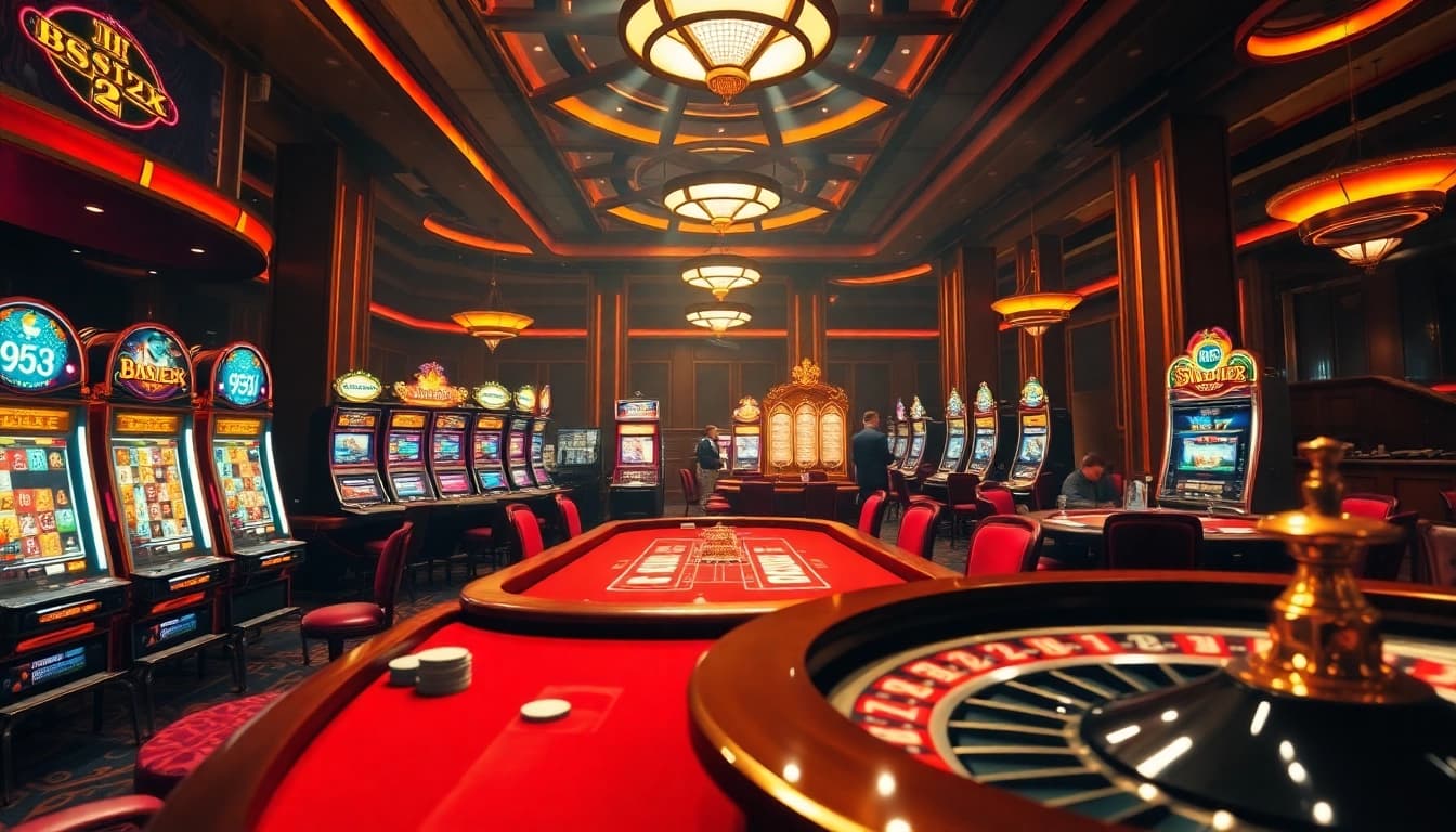 Experience the thrill of high-stakes gambling at a vibrant b52 casino table with dynamic visuals.