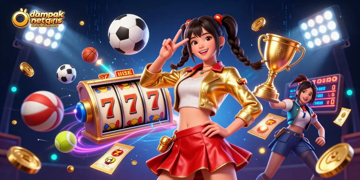 Illustration of the negative impact of slot QRIS in Indonesia, featuring vibrant casino elements.