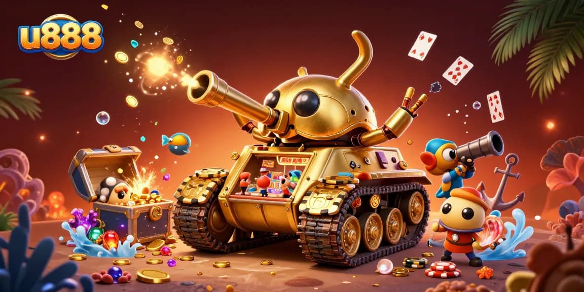 Experience thrilling gameplay at u888 with a vibrant 3D casino scene filled with mini games and excitement.