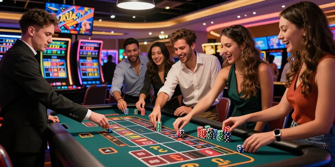 Trải nghiệm thú vị tại Jin88 với người chơi vui vẻ và bàn roulette.