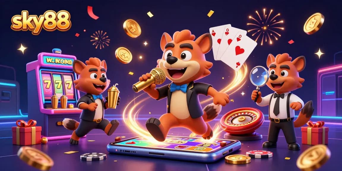 Enjoy a thrilling moment at sky88's comedy casino featuring hyenas in vibrant detail.