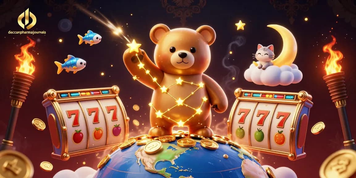 Engage in thrilling slots with deccanpharmajournals as a constellation bear scoops gold coins from Earth.