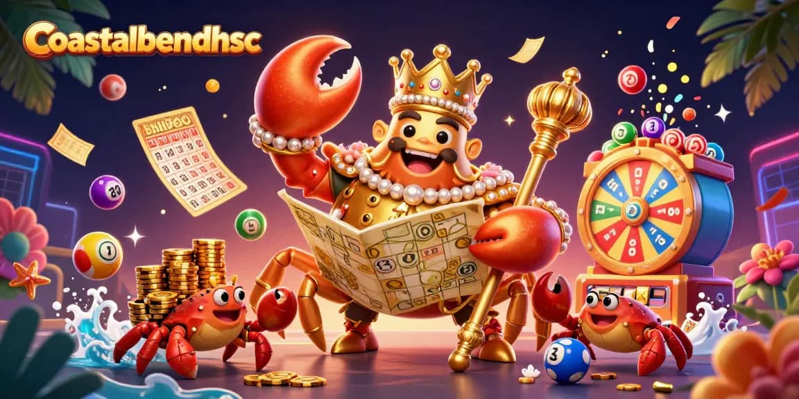 Menangkan hadiah menarik dengan coastalbendhsc! Gambar promosi ilustrasi kartun kasino yang menampilkan karakter unik dan elemen permainan.