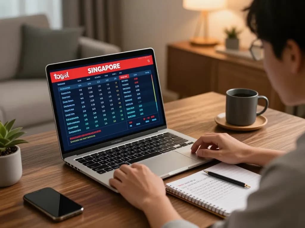 Engaging in DEWALIVE online Togel betting with live results on a laptop for strategic gameplay.