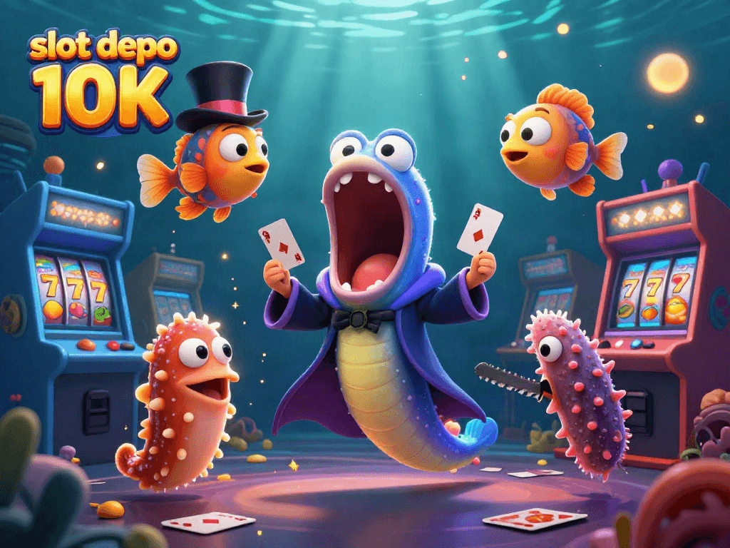Engage in thrilling gameplay with slot depo 10K in a vibrant underwater casino scene.
