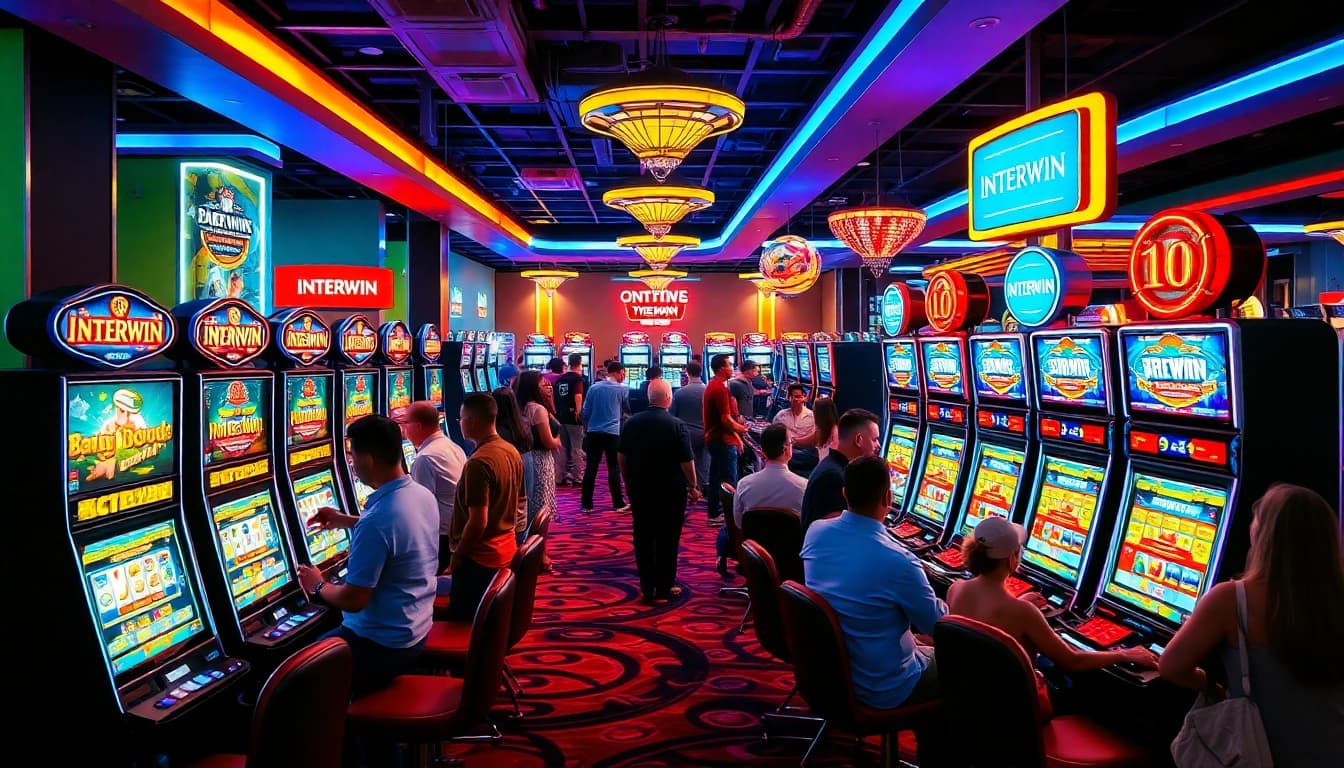 Menangkan permainan interwin slot di suasana kasino yang meriah dan berwarna-warni.
