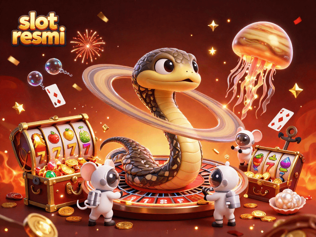 Experience thrilling gameplay with slot resmi showcased in a vibrant casino-inspired cosmic scene.