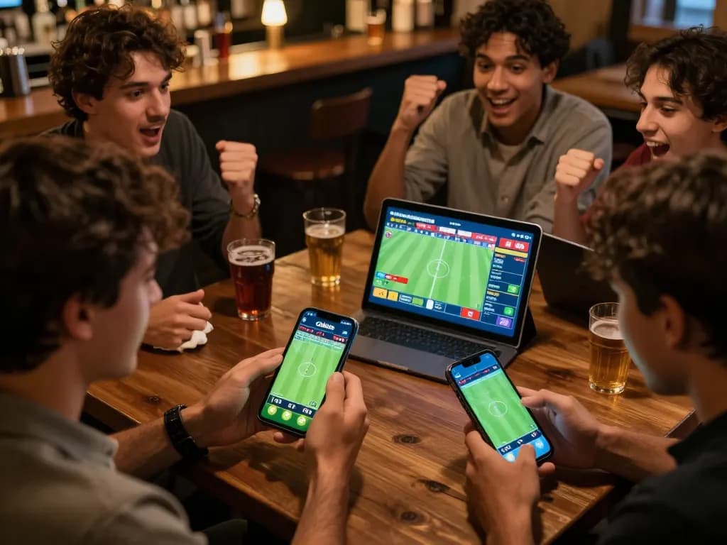 Cakhia user placing live soccer bets on smartphone amidst vibrant sports atmosphere.