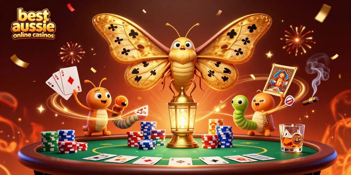Playtable scene showcasing the best Aussie online casinos with iconic gaming elements.