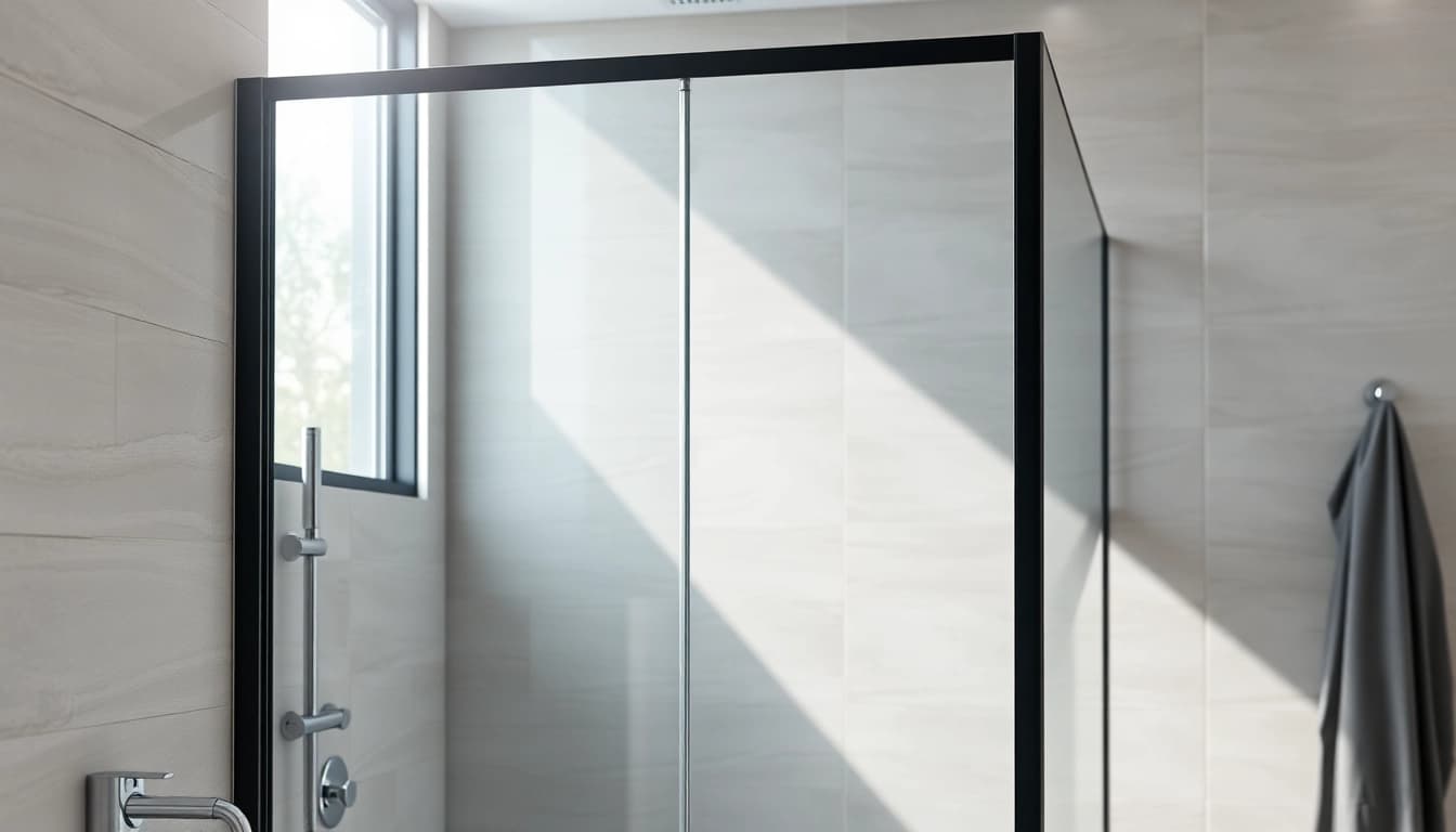 Visualisez la paroi de douche 150x200 en verre moderne intégrée dans une salle de bain élégante.