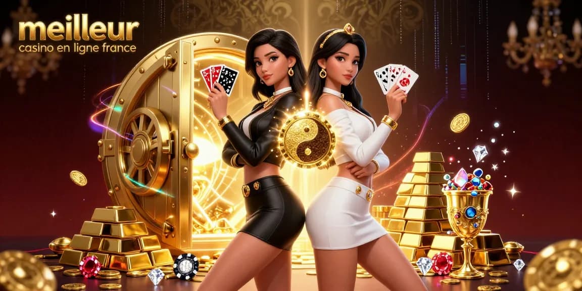 Immergez-vous dans l'atmosphère dynamique du meilleur casino en ligne France, mettant en vedette des femmes asiatiques, des éléments de casino dynamiques et des trésors étincelants.