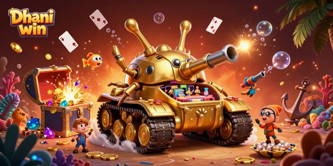 Dhani win features an exciting casino scene in a golden beetle tank with dynamic gameplay elements.