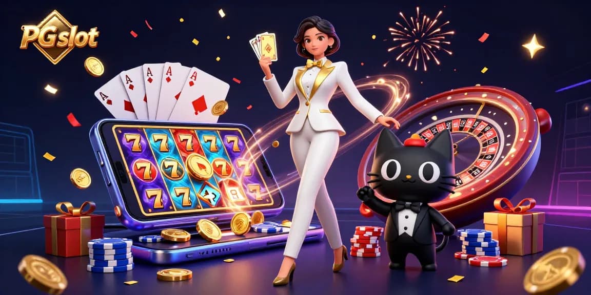 Experience the thrill of PG slot games with vibrant casino elements and dynamic characters.