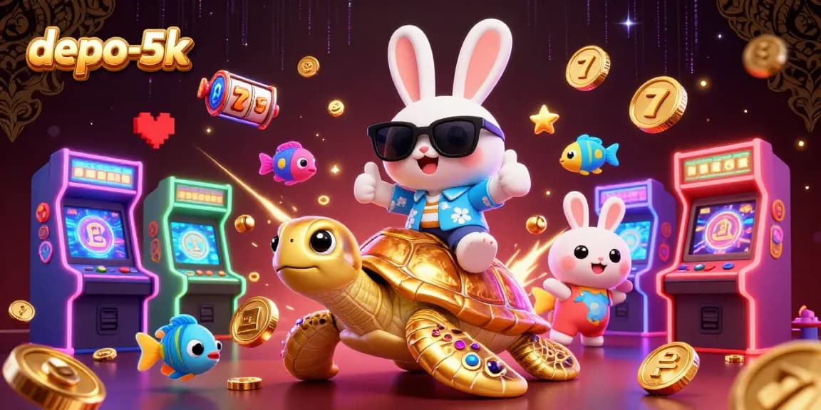 Spin winnings with depo-5k's engaging slots depicted in a vibrant 3D illustration.