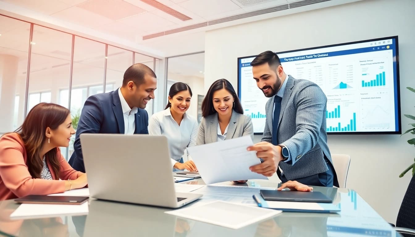 Corporate Tax Return Filing in UAE with professionals collaborating in a modern office.