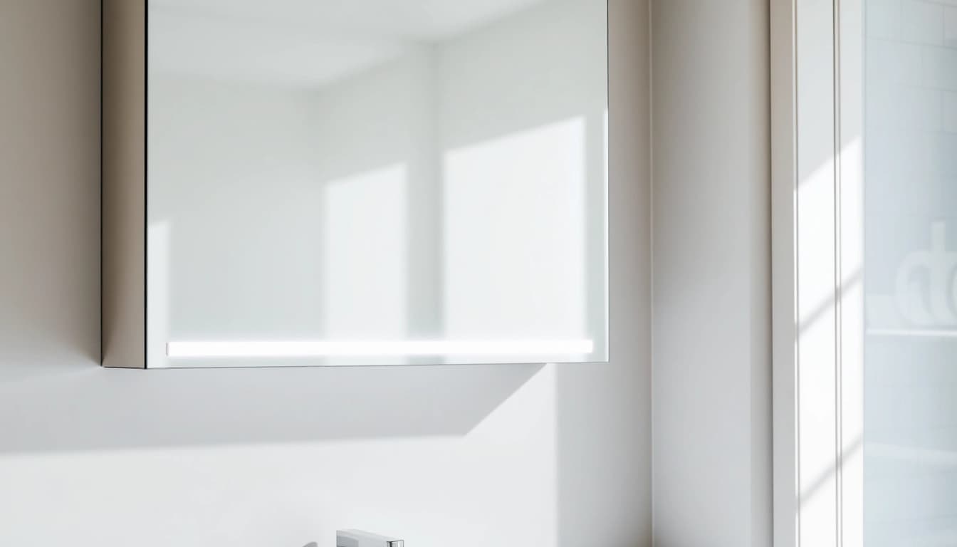 Spiegelschrank led mit modernem Design und eleganter Beleuchtung im Badezimmer präsentieren