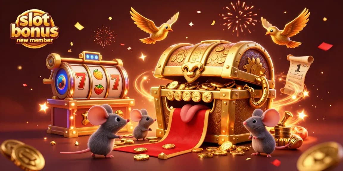 Pull in players with slot bonus new member promotions illustrated amidst vibrant casino elements.