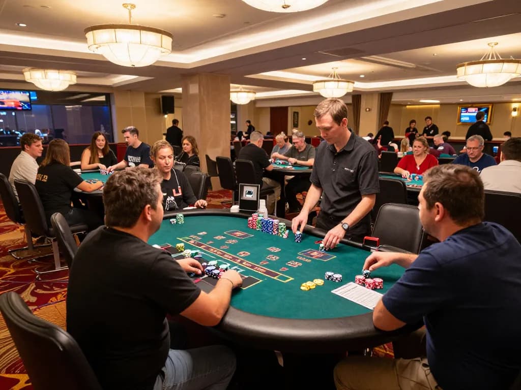 Engage with ดูหนังใหม่ while witnessing the thrill of gameplay at an upscale blackjack table.