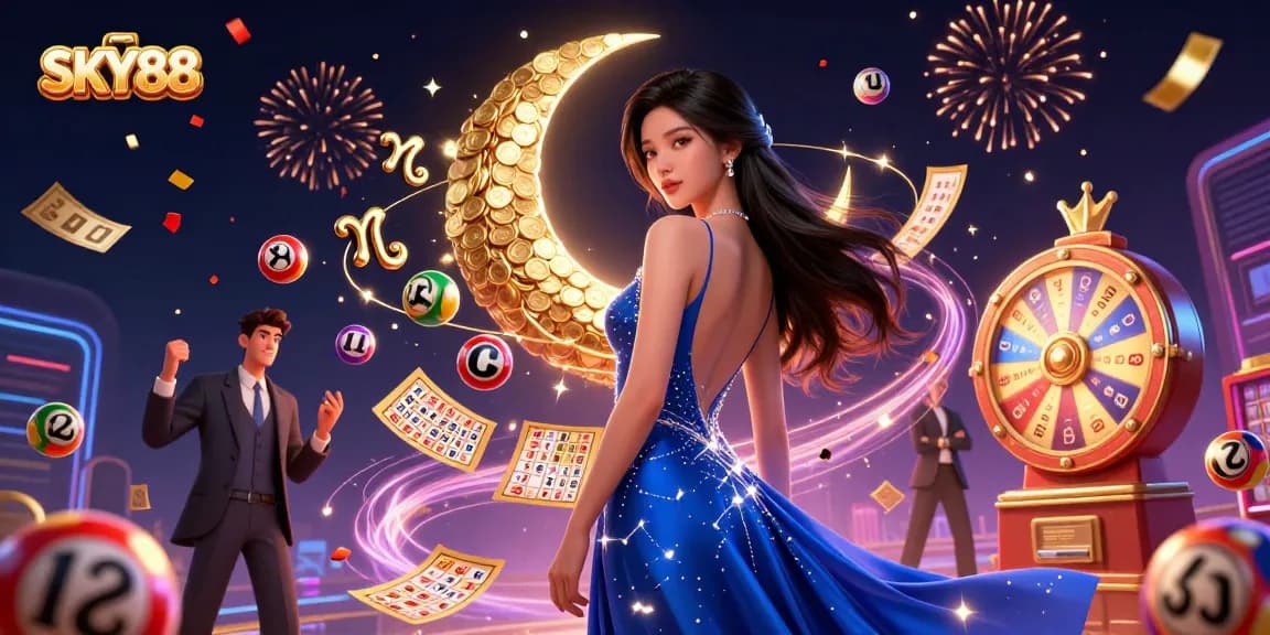 Engage with thrilling SKY88 lottery fun featuring vibrant elements and a captivating atmosphere.