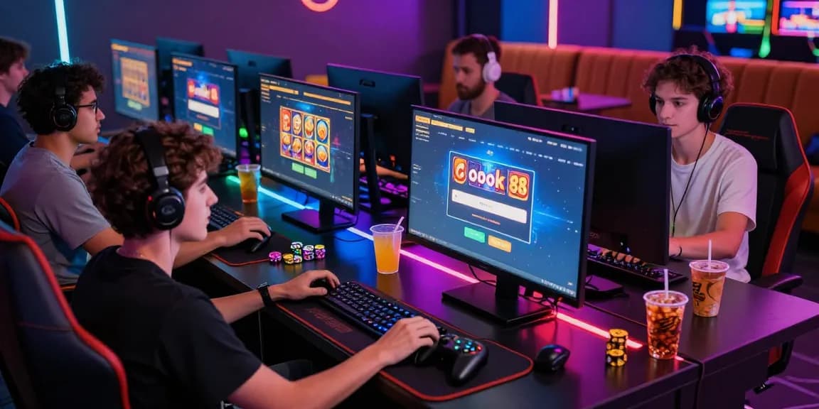 Experience the excitement of rokok88 slot login in this vibrant gaming lounge filled with enthusiasts.