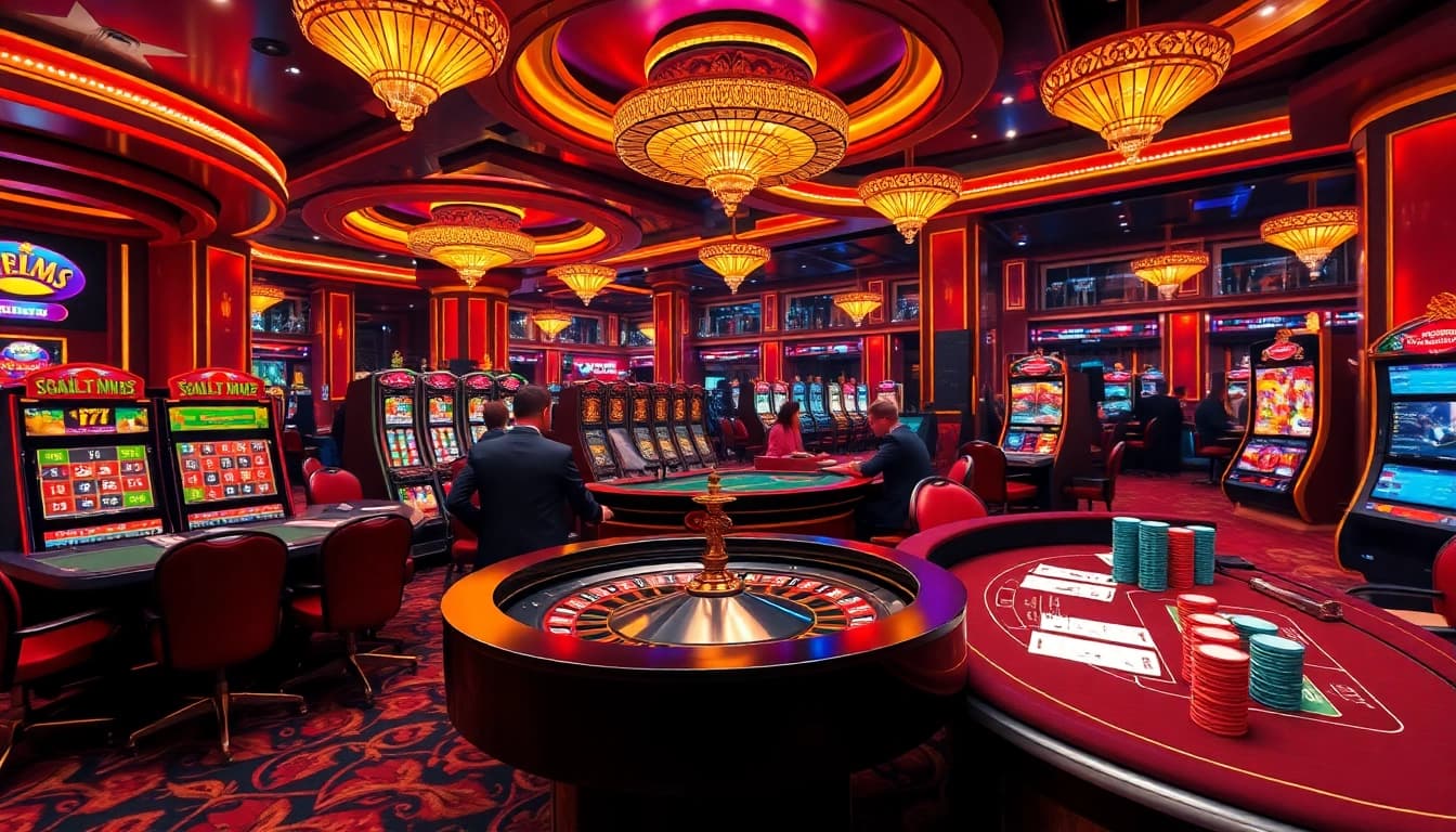 Découvrez l'excitation avec le casino en ligne argent réel dans un environnement de casino luxueux avec des tables de roulette et de poker.