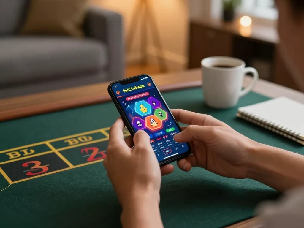 Engaging smartphone gameplay with hitclubapk app showcasing players betting enthusiastically at home