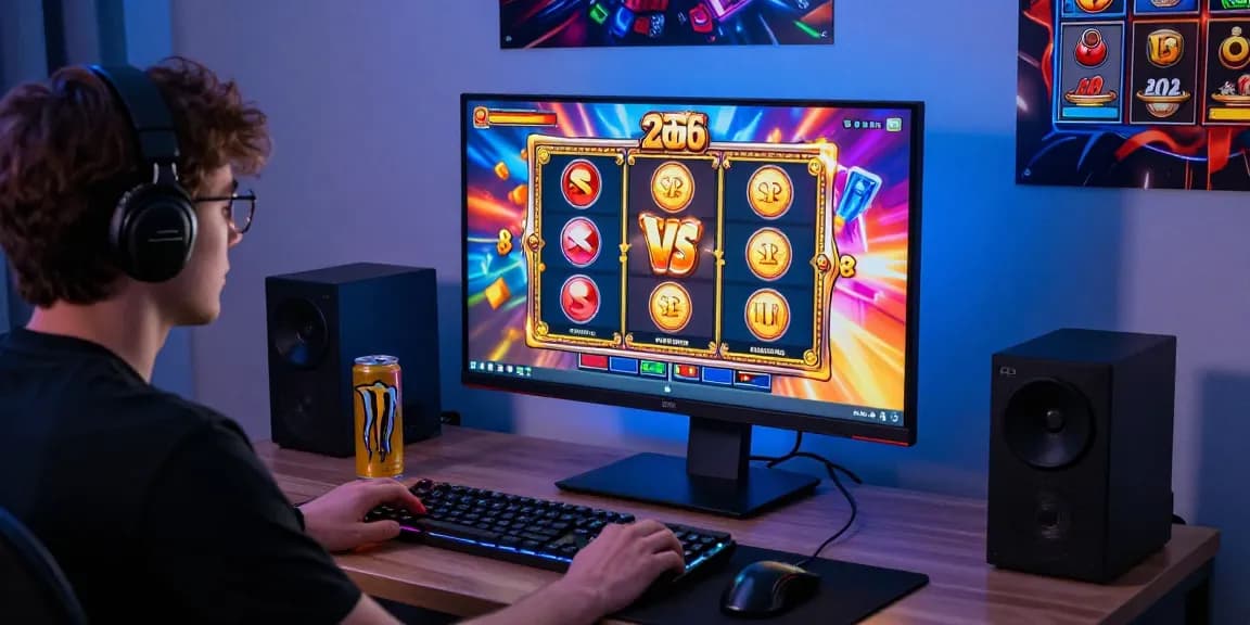Exciting slot gaming setup showcasing vibrant online gameplay with colorful reels and engaging visuals