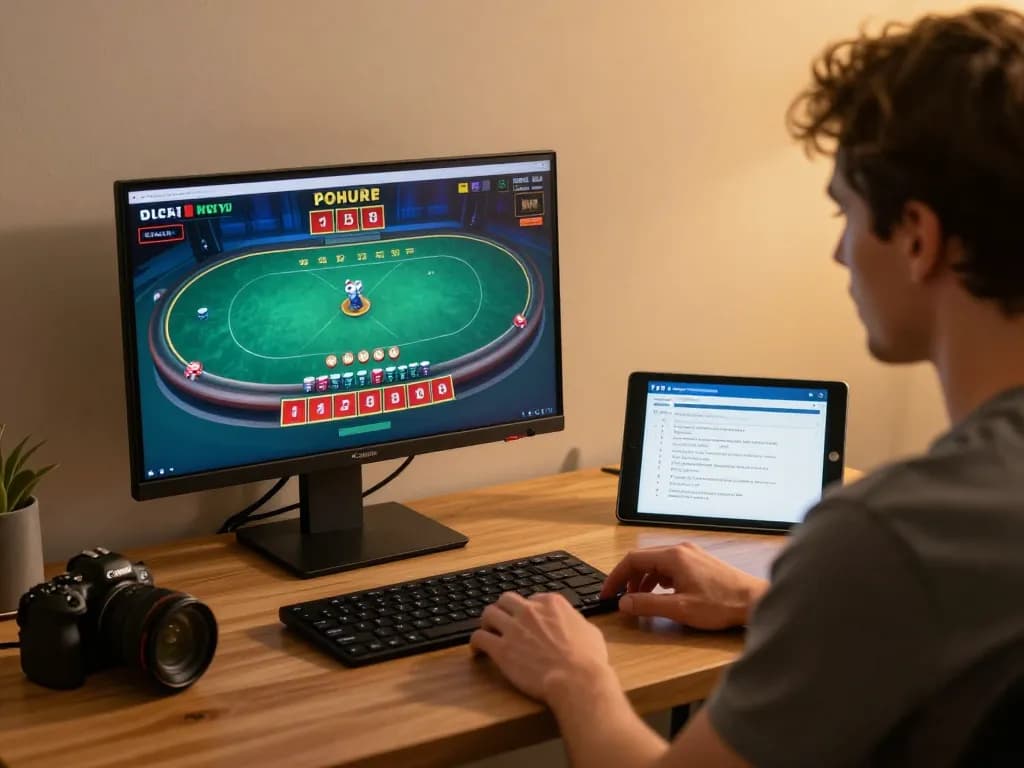 Player enjoying a live blackjack game on tt88 online gaming platform from a cozy home setup.