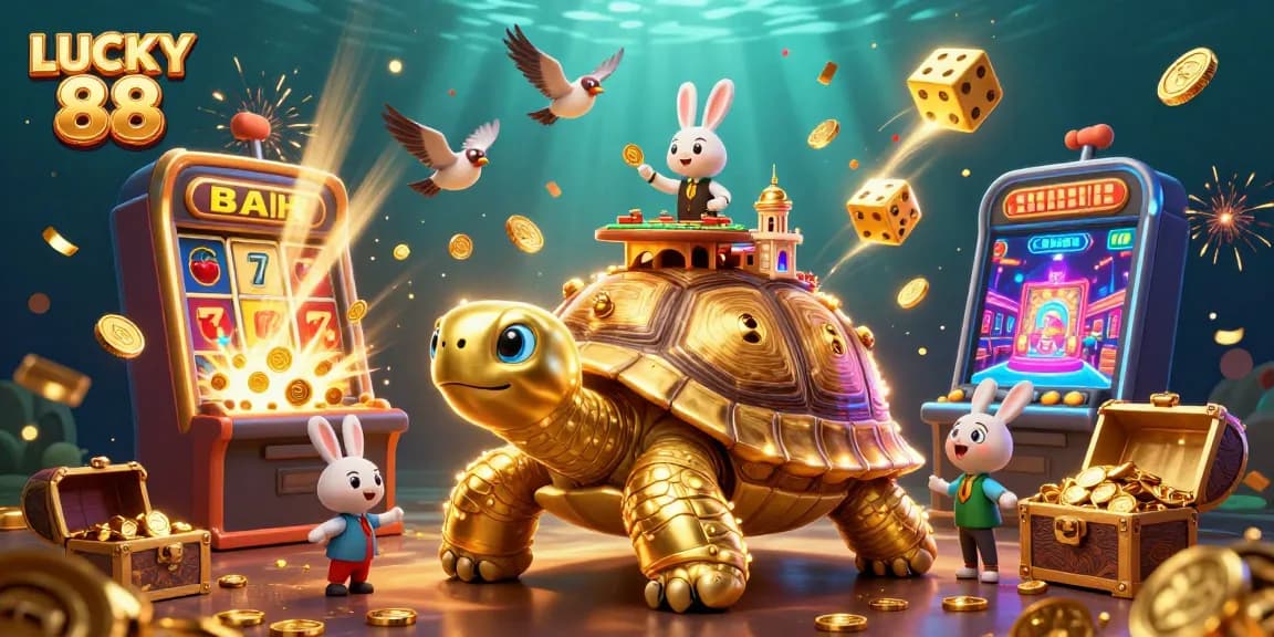 Experience the thrilling LUCKY 88 with a vibrant casino scene full of jackpots and excitement.