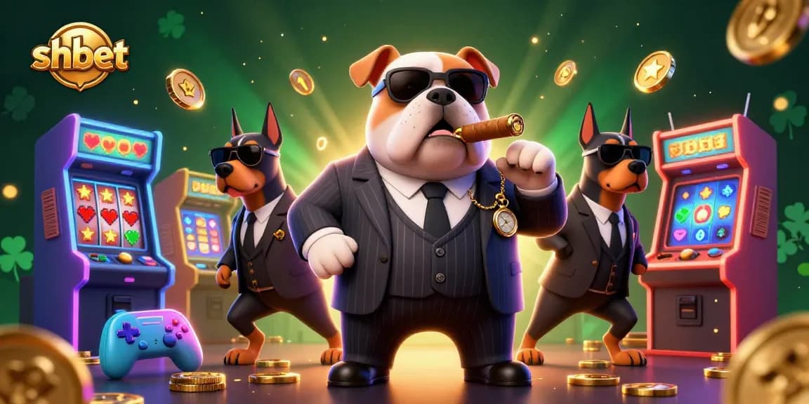 Experience the thrill of winning at shbet with energetic mafia-themed 3D casino characters amidst vibrant gaming elements.