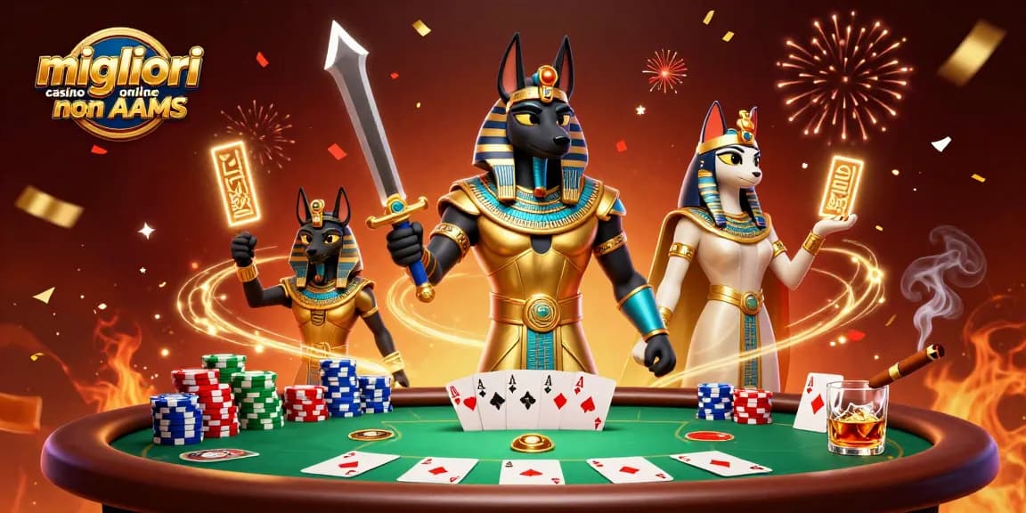 Vivi l'emozione nei migliori casino online non AAMS con fiches da poker e personaggi.