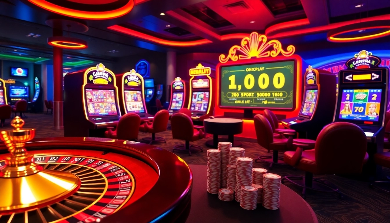 Experience the excitement of winning with Onicplay's vibrant online casino scene featuring luxurious slot machines.