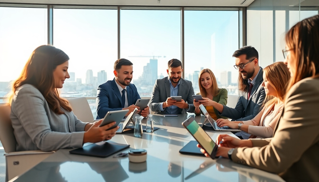 Collaboration among executives discussing enterprise assistant saas solutions in a modern setting.