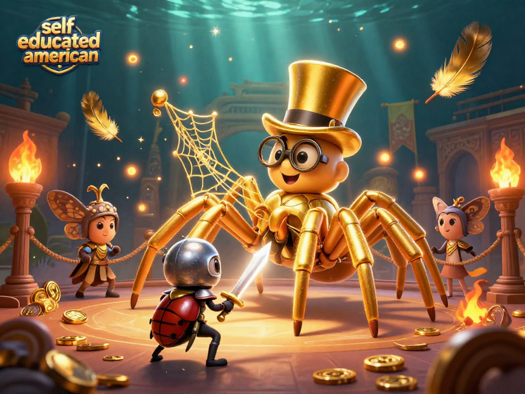 Experience thrilling gameplay at selfeducatedamerican with a vibrant casino scene featuring a golden tarantula and beetle knight.