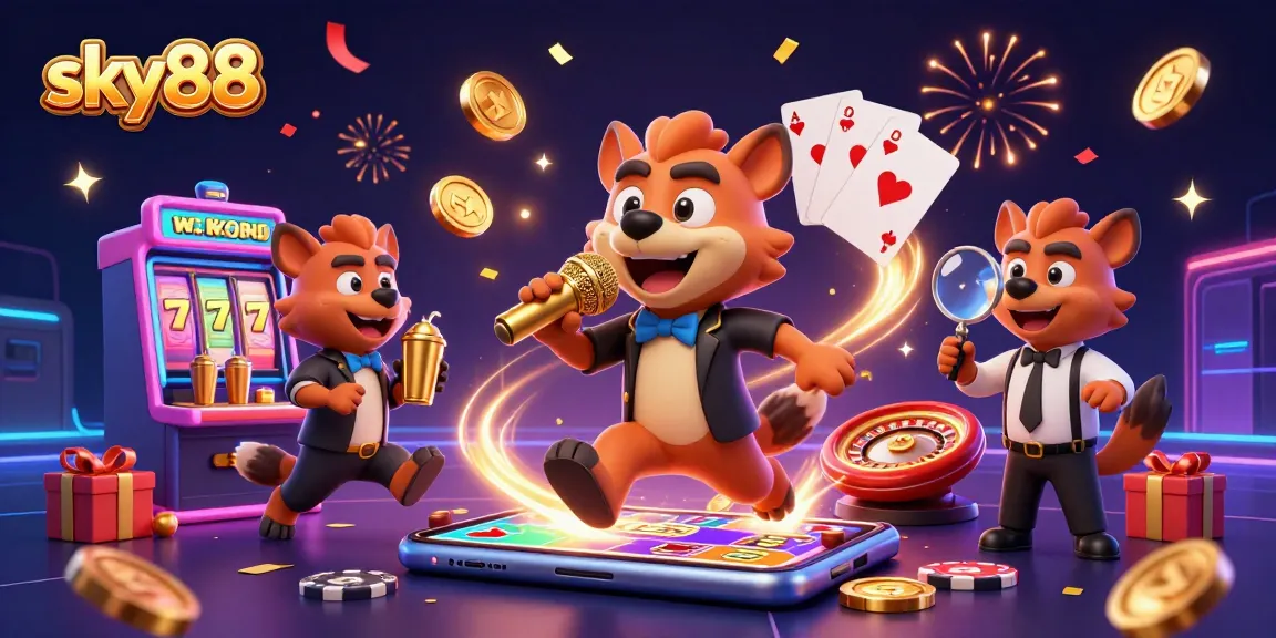 Enjoy a thrilling moment at sky88's comedy casino featuring hyenas in vibrant detail.