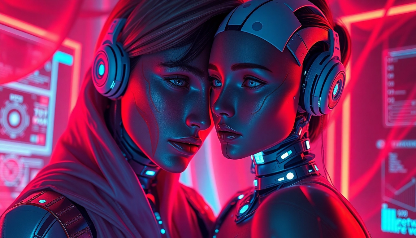 Engaging interaction with realistic NSFW AI characters in a vibrant digital scene.