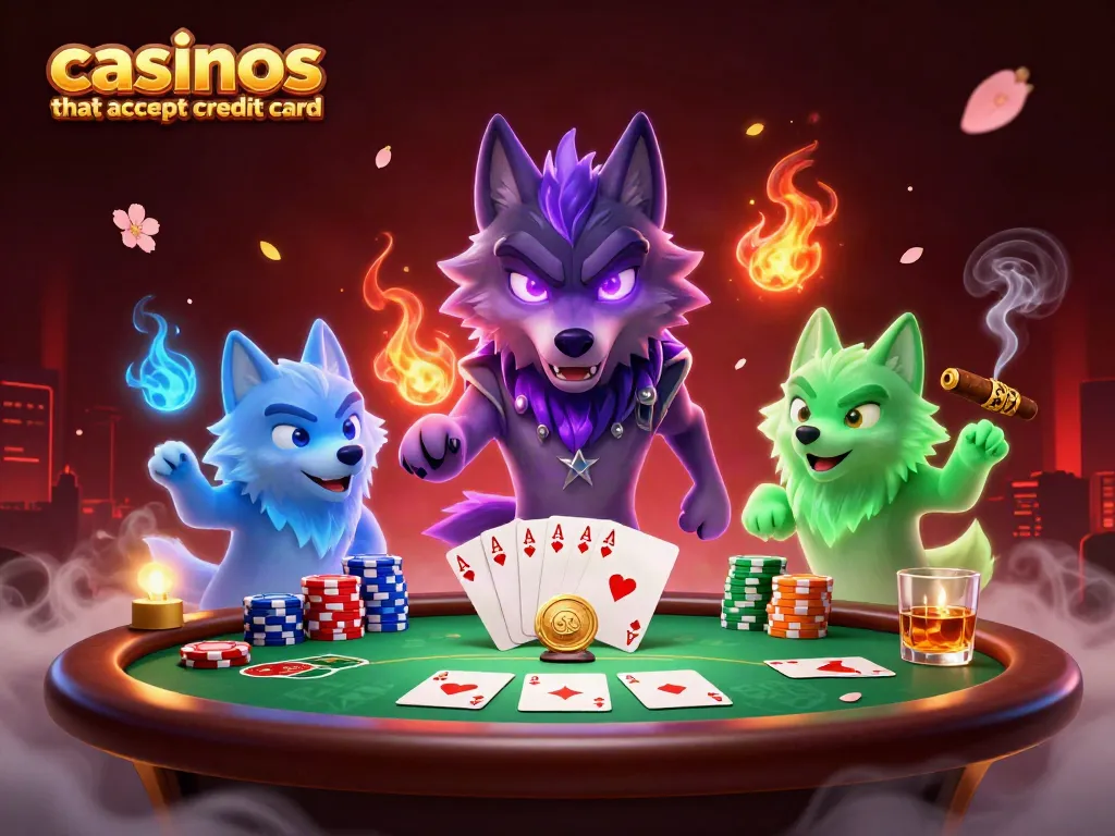 Engage with casinos that accept credit card, featuring dynamic 3D wolves and poker elements.