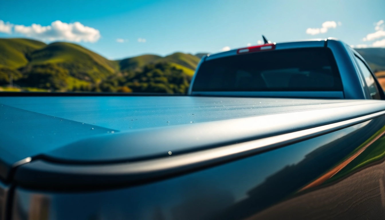 Showcase of a tonneau cover on a pickup truck in an outdoor setting, emphasizing protection and style.
