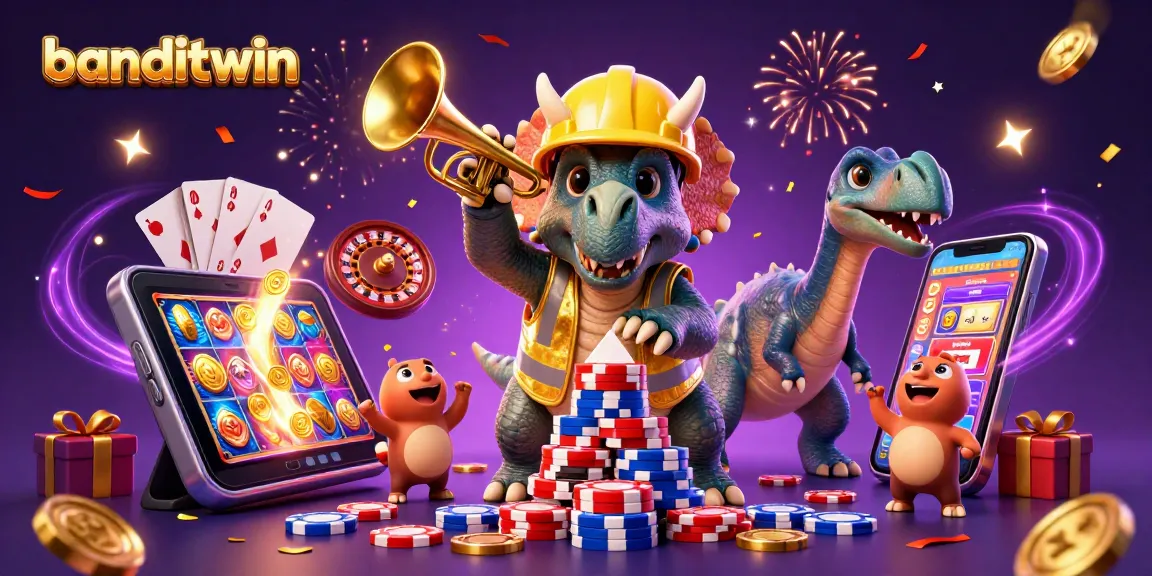 banditwin menghadirkan keceriaan dengan dinosaurus membangun tumpukan chip poker di kasino