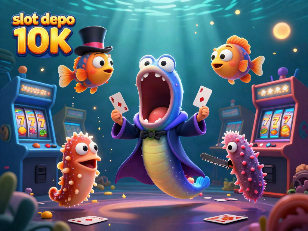 Engage in thrilling gameplay with slot depo 10K in a vibrant underwater casino scene.