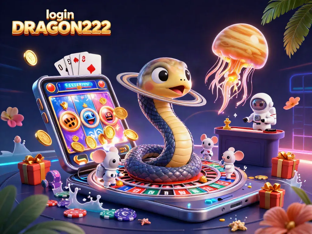 Experience gaming excitement with login DRAGON222 as astronaut mice play on a cosmic roulette wheel.