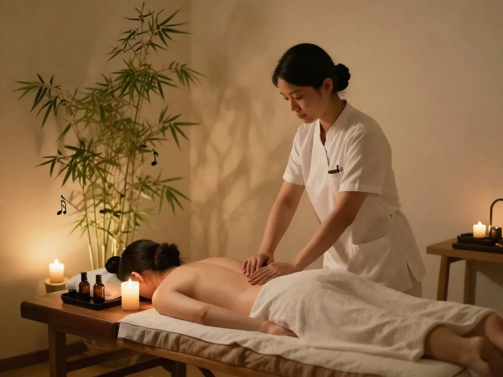 Relaxing 용산출장마사지 therapy environment with soothing decor and professional therapist.